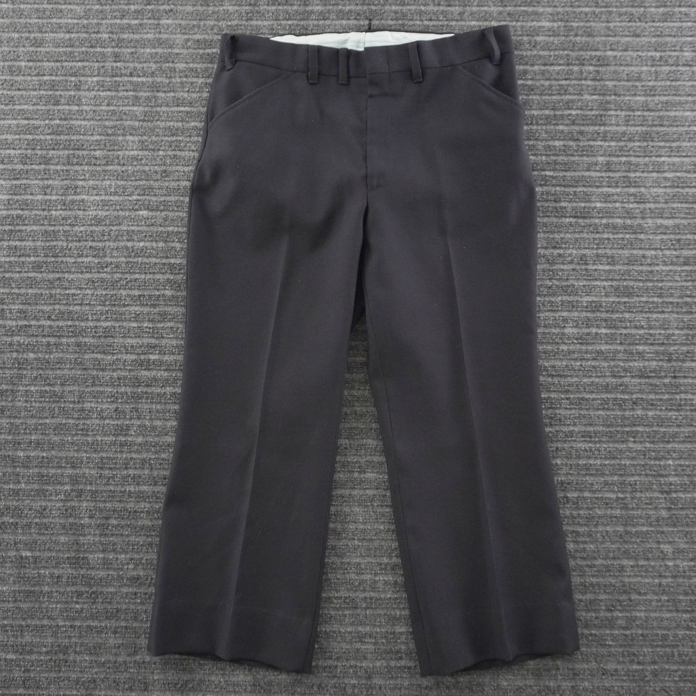 Vintage 70s JCPenney Slacks Mens 35x25 Navy Blue Flat Front Dress Pants